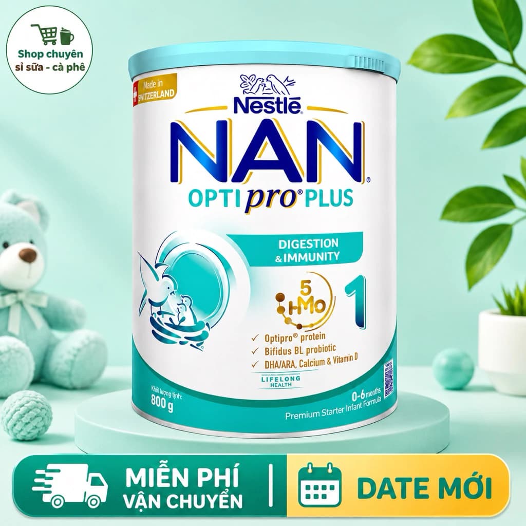 Sữa Bột Nan Optipro Plus 1 800gram Giúp Bé Phát Triển Chiều Cao Và Trí Não Tăng Sức Đề Kháng (DATE MỚI)