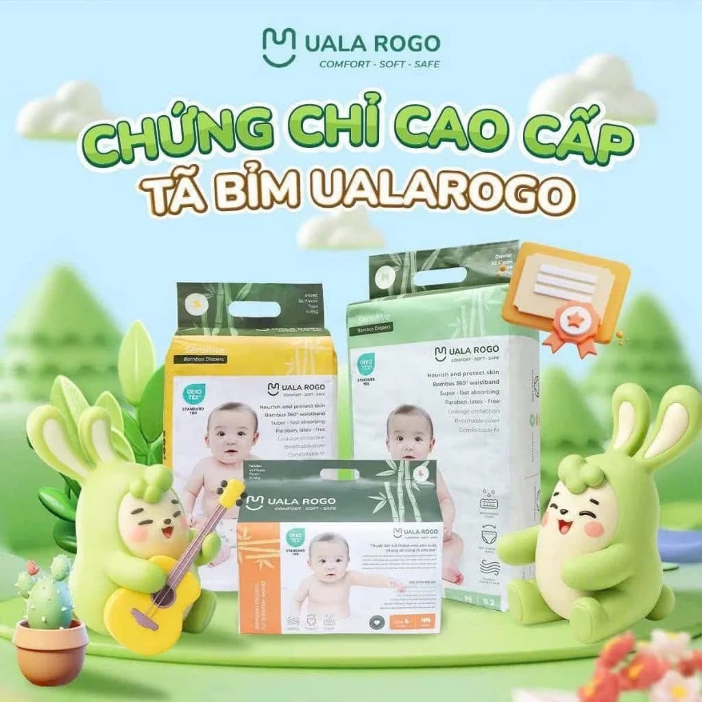 [KHÔNG QUÀ] Tã bỉm Ualarogo sợi tre mềm mại siêu thấm hút chống tràn đủ size